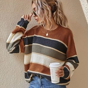 SHEIN Striped Pattern Oversized Sweater